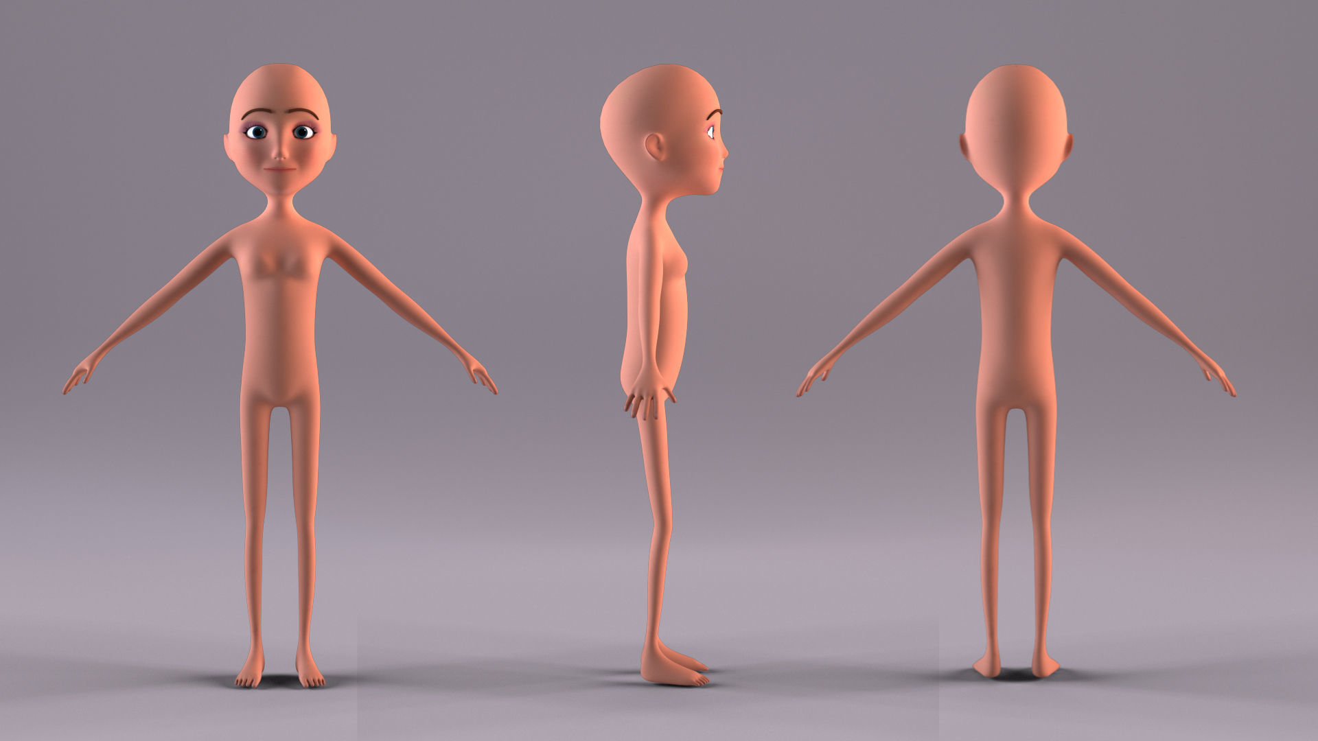 Cartoon Woman Rigged - Blender Low-poly 3D model_10