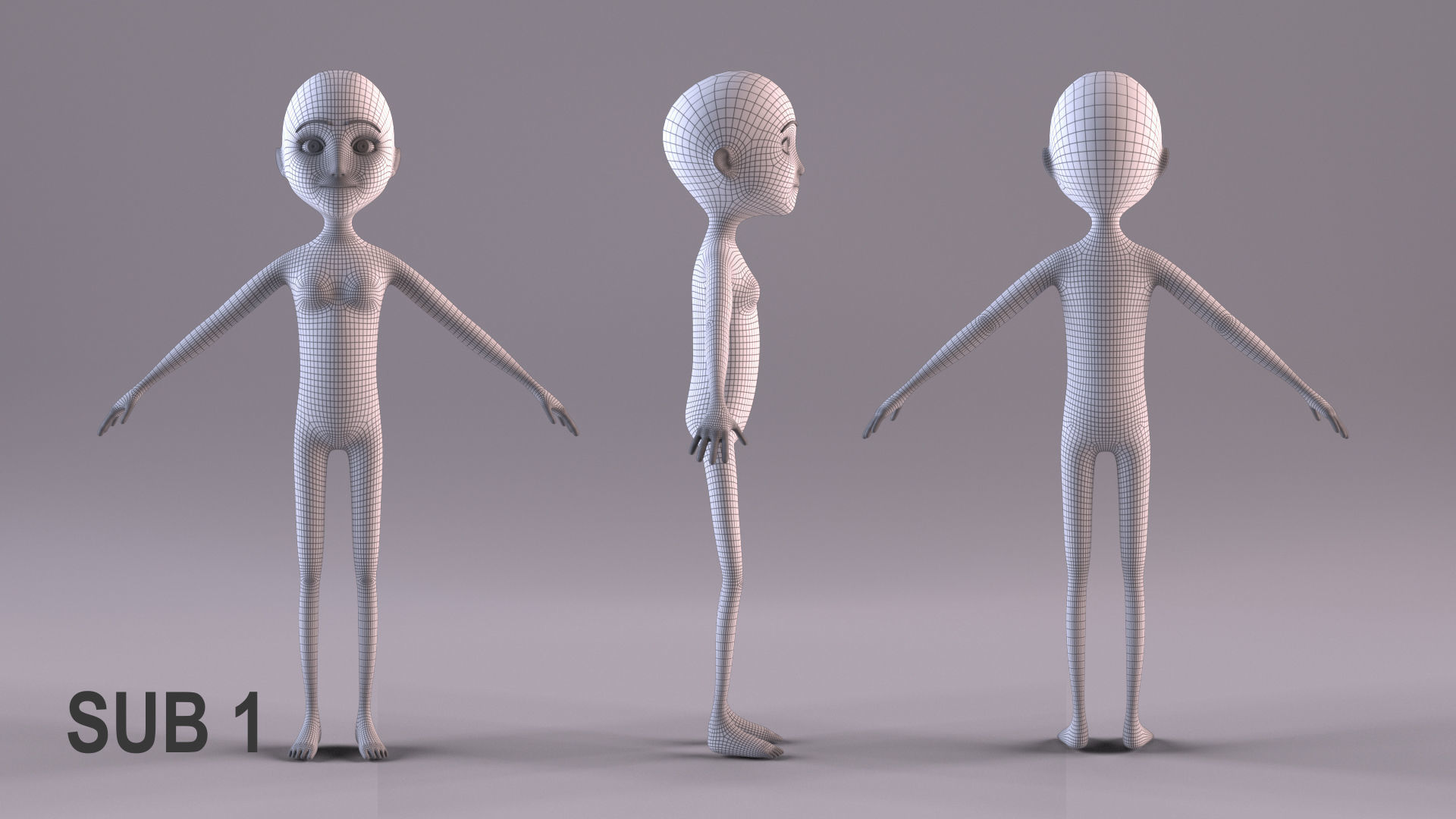 Cartoon Woman Rigged - Blender Low-poly 3D model_18