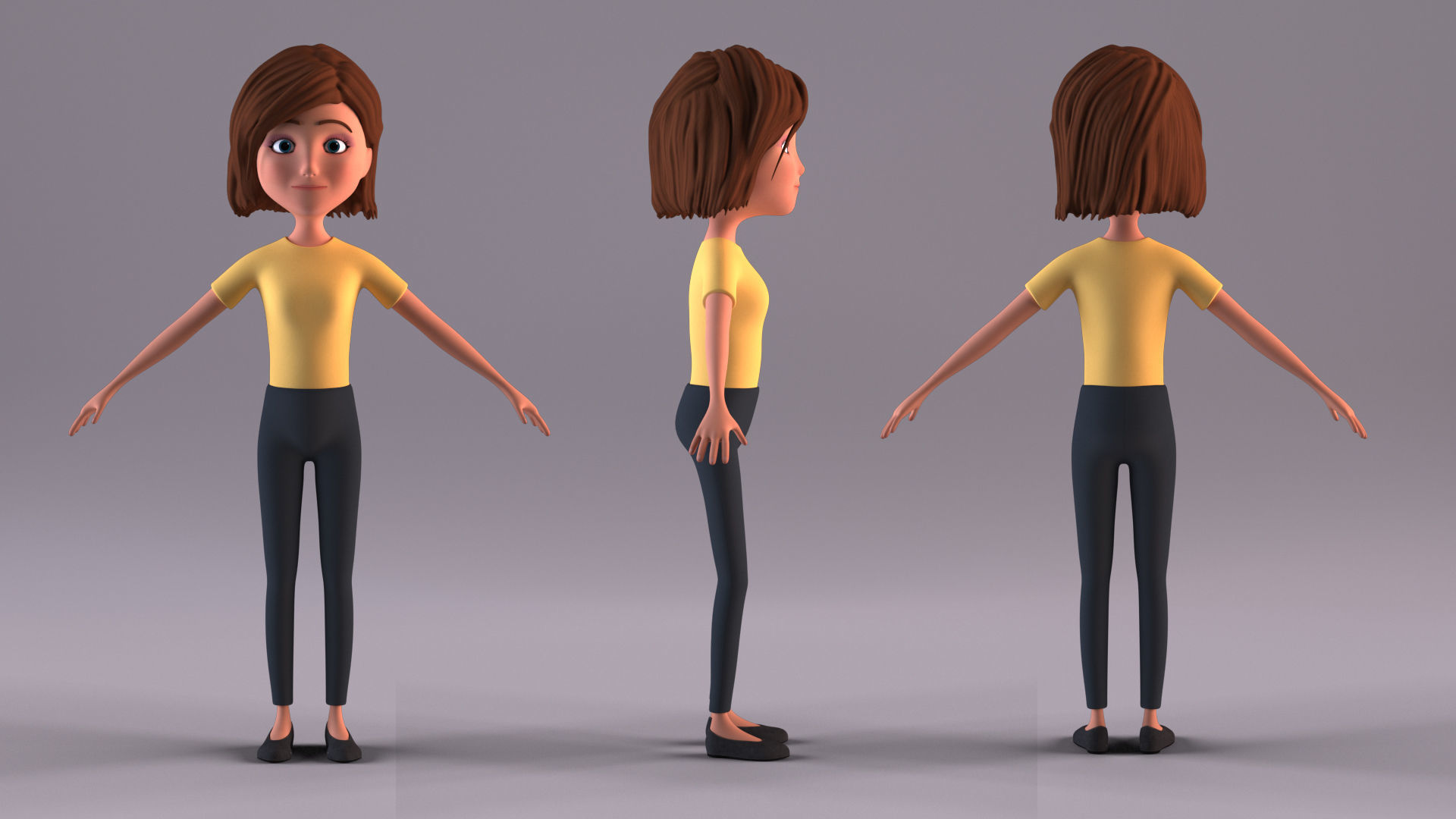 Cartoon Woman Rigged - Blender Low-poly 3D model_20