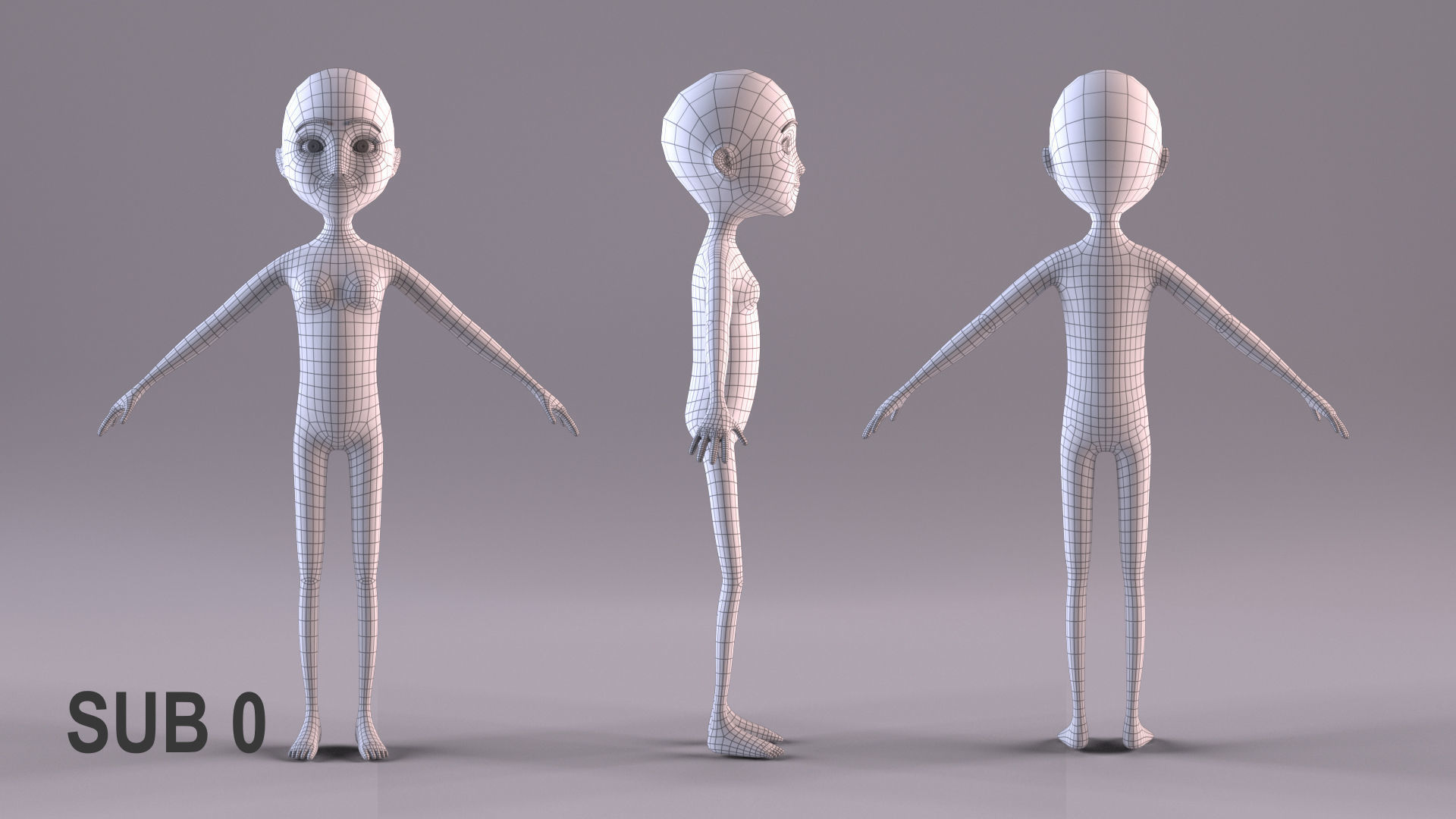 Cartoon Woman Rigged - Blender Low-poly 3D model_17