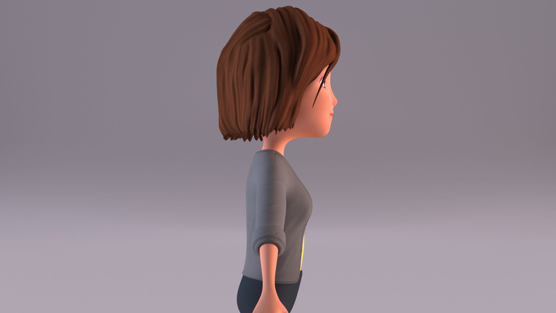 Cartoon Woman Rigged - Blender Low-poly 3D model_8