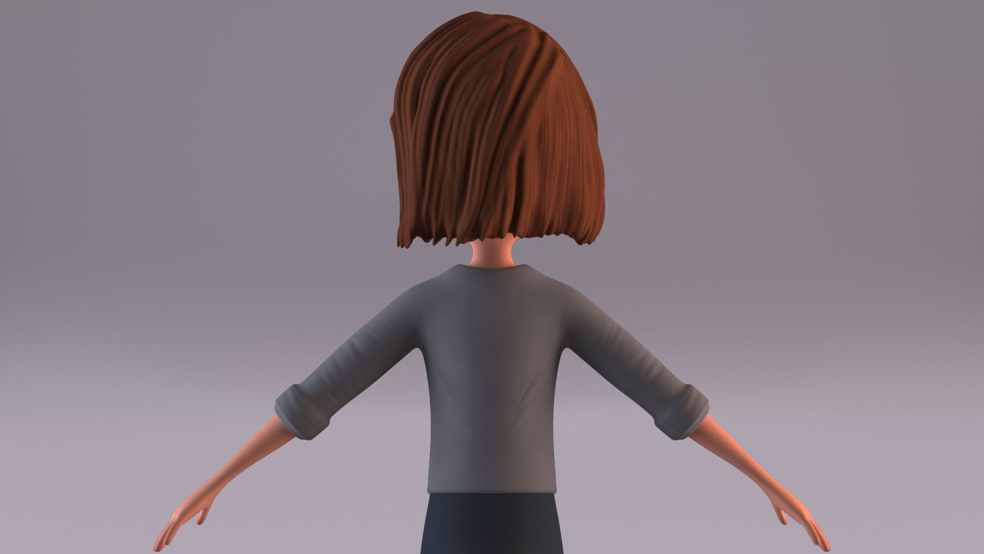 Cartoon Woman Rigged - Blender Low-poly 3D model_9