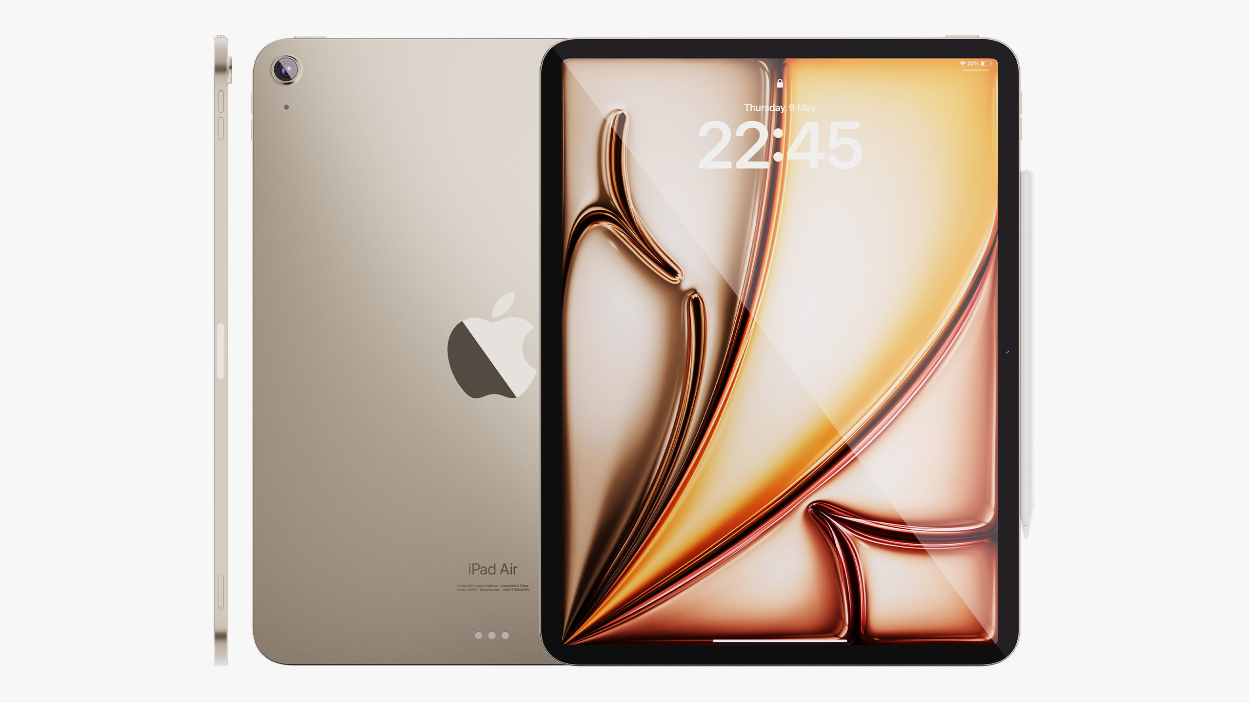 Apple iPad Air 13 inch Starlight M2 2024 With Magic Keyboard 3D