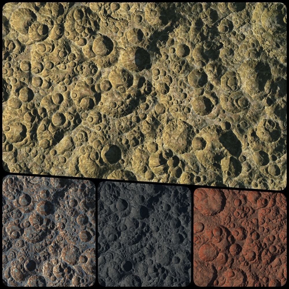 16k Seamless Craters Surface 4 SciFi Open World Variations Low-poly 3D model_7