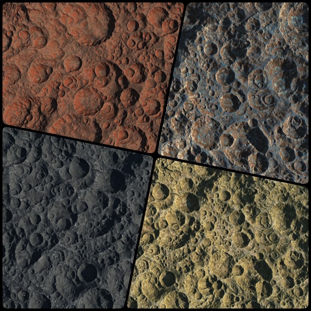 16k Seamless Craters Surface 4 SciFi Open World Variations Low-poly 3D model_5