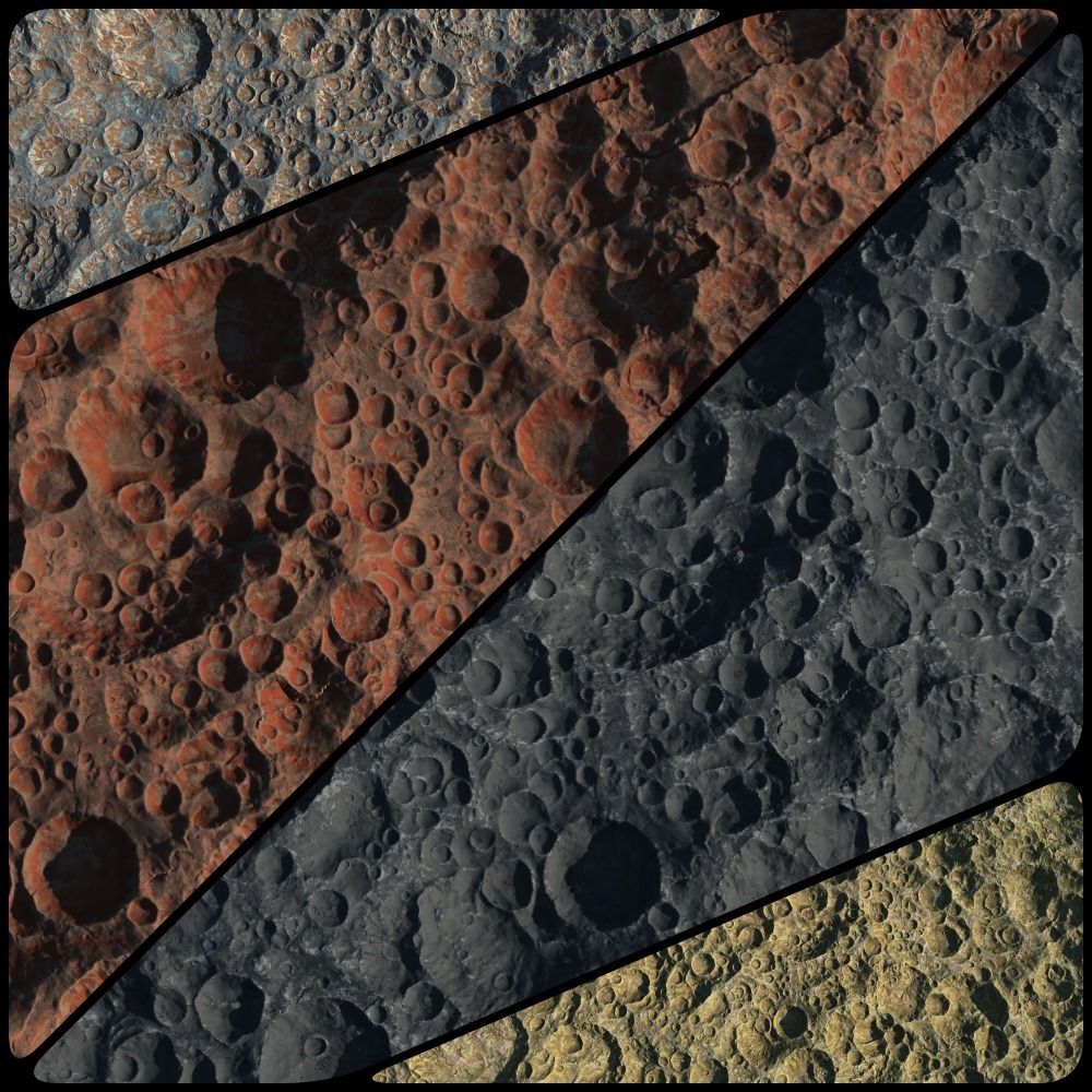 16k Seamless Craters Surface 4 SciFi Open World Variations Low-poly 3D model_3