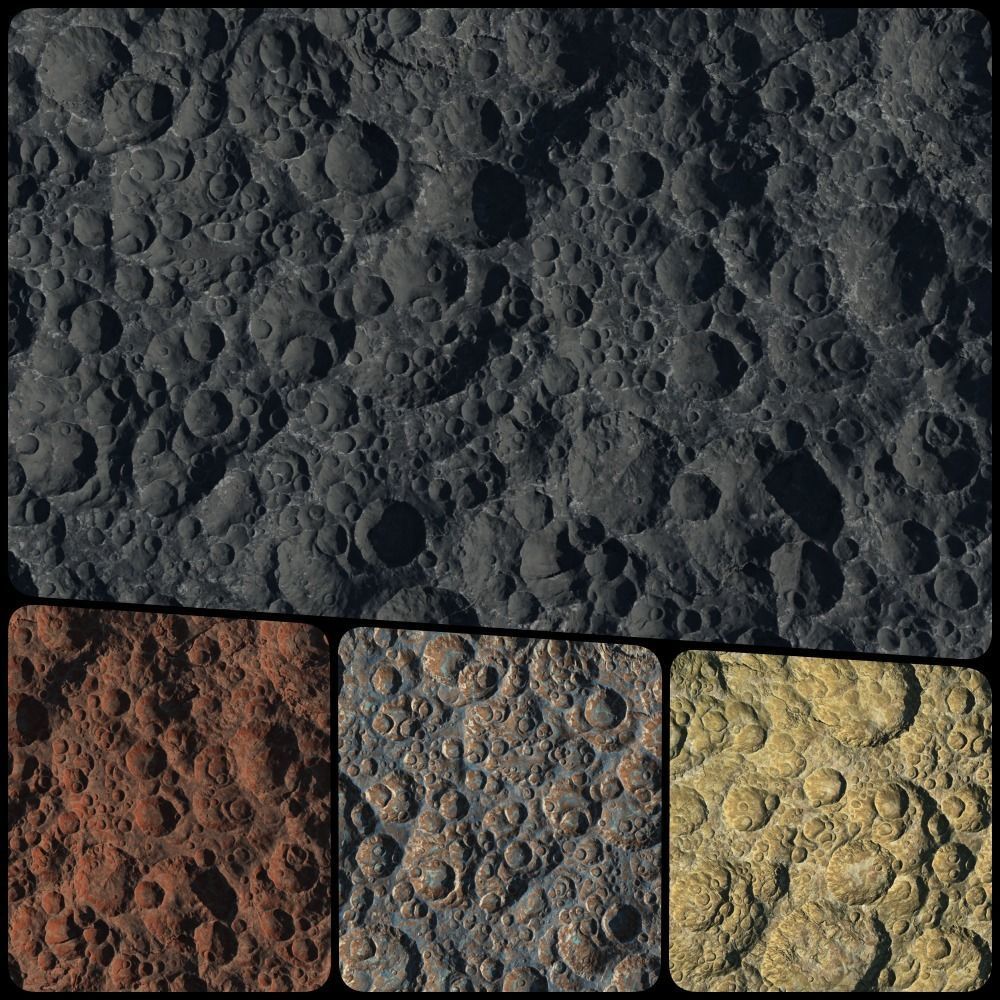 16k Seamless Craters Surface 4 SciFi Open World Variations Low-poly 3D model_4