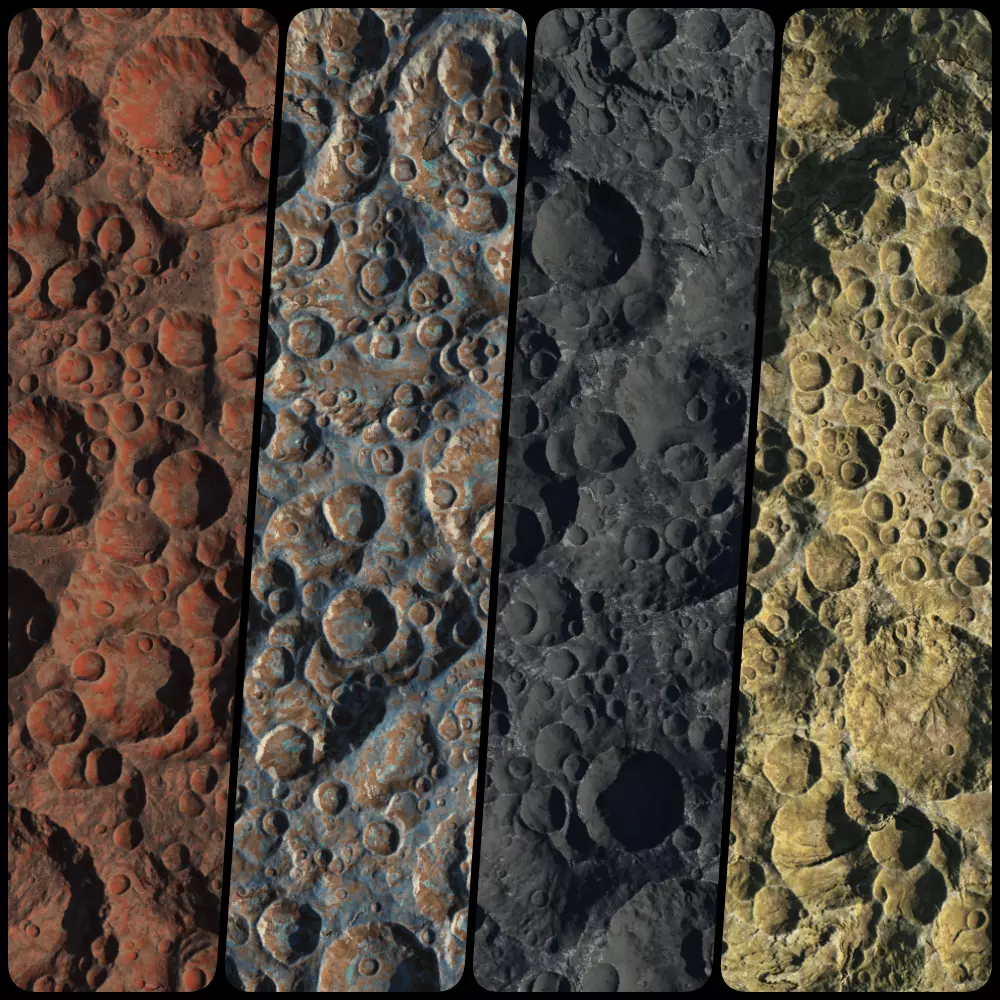 16k Seamless Craters Surface 4 SciFi Open World Variations Low-poly 3D model_0