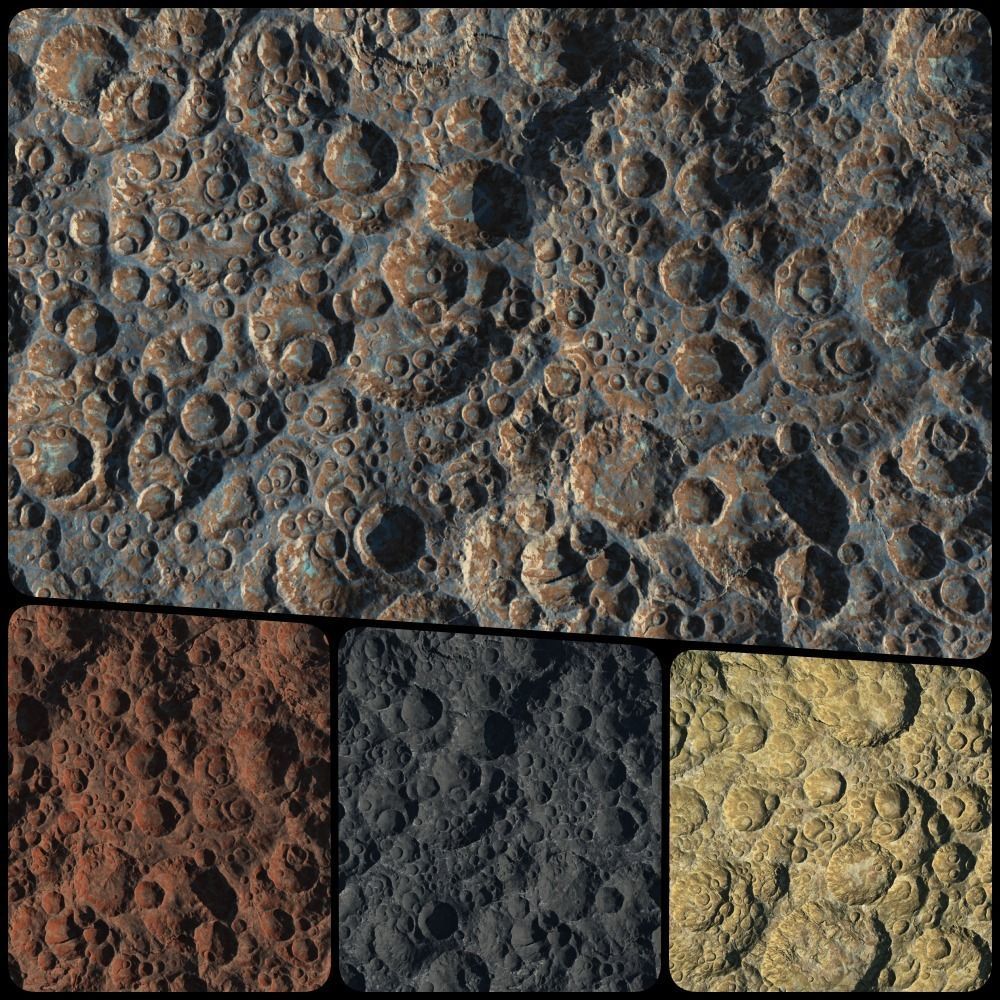 16k Seamless Craters Surface 4 SciFi Open World Variations Low-poly 3D model_1