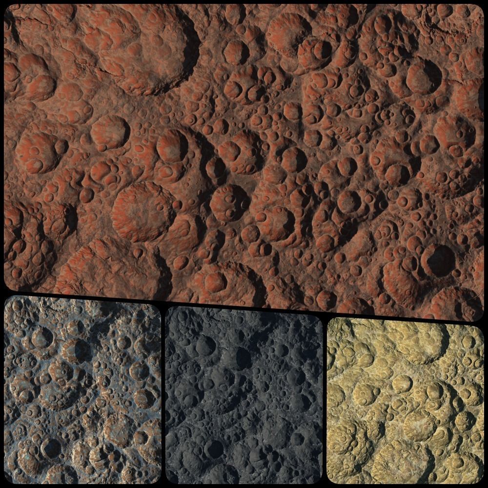 16k Seamless Craters Surface 4 SciFi Open World Variations Low-poly 3D model_6