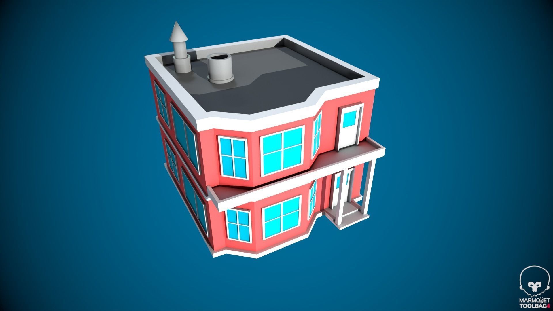Low Poly Stylized Building -4 - Mobile Game Ready Asset Low-poly 3D model_1