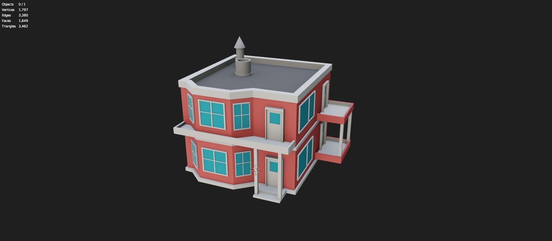 Low Poly Stylized Building -4 - Mobile Game Ready Asset Low-poly 3D model_3