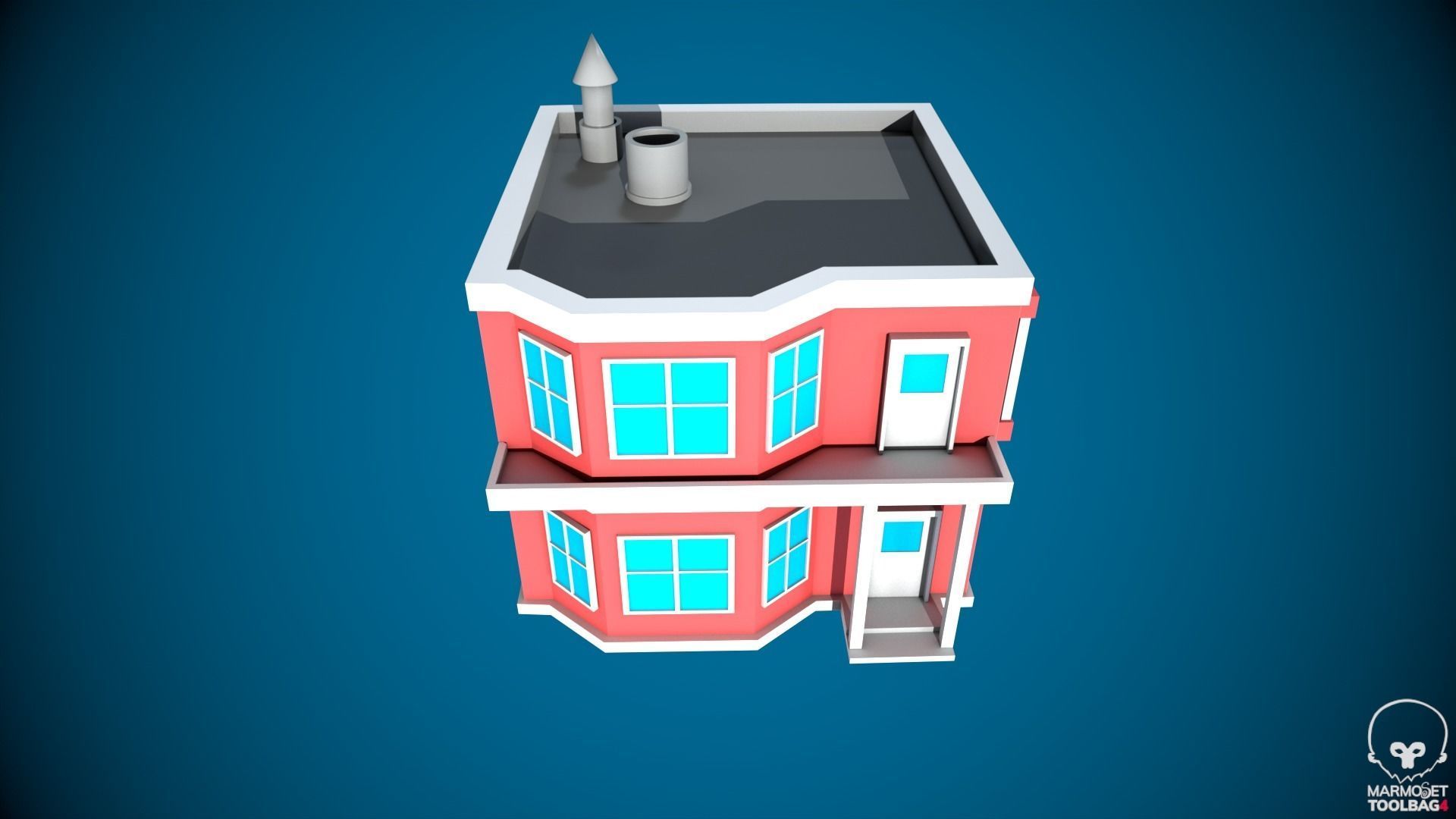 Low Poly Stylized Building -4 - Mobile Game Ready Asset Low-poly 3D model_2
