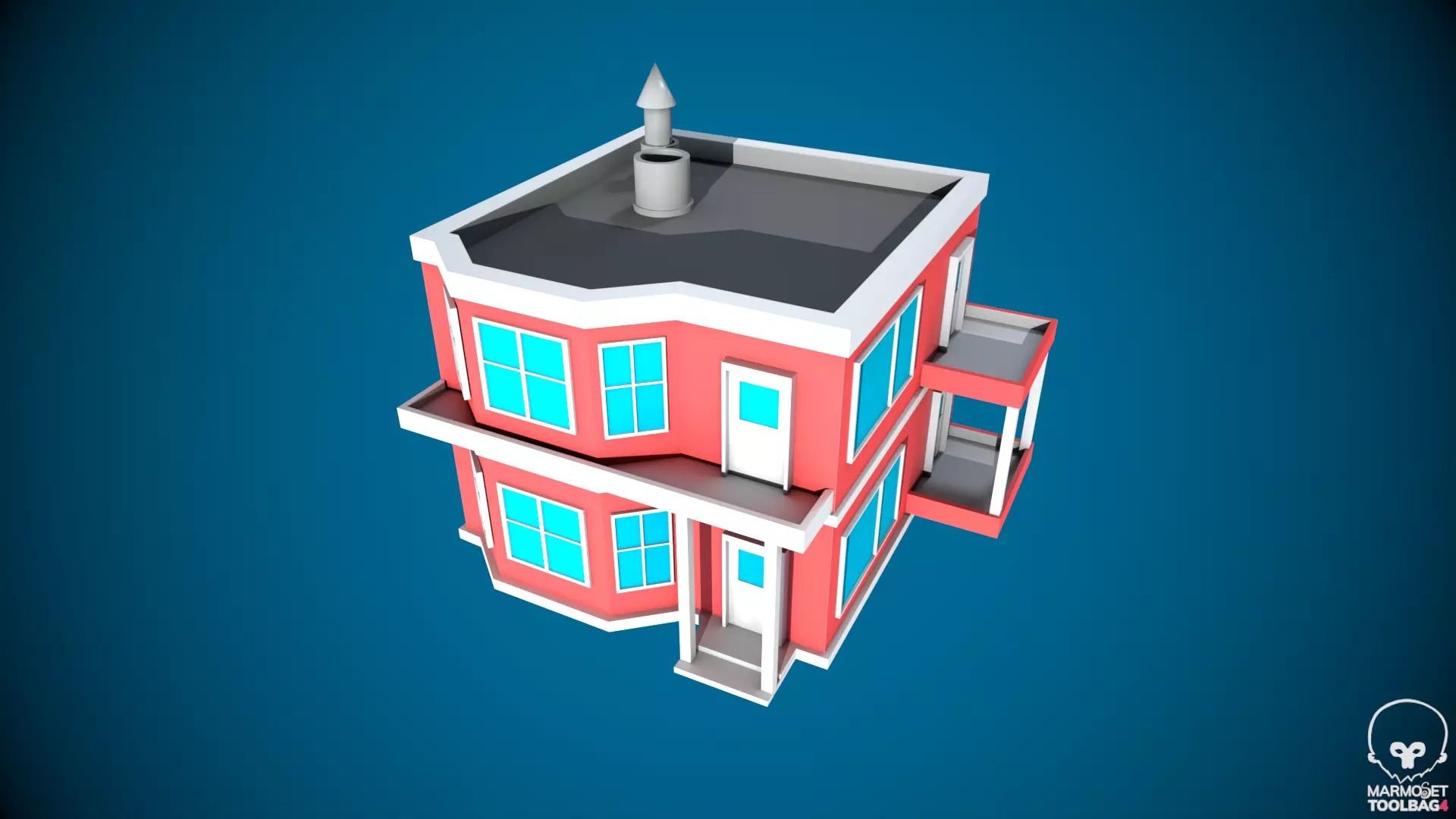Low Poly Stylized Building -4 - Mobile Game Ready Asset Low-poly 3D model_0