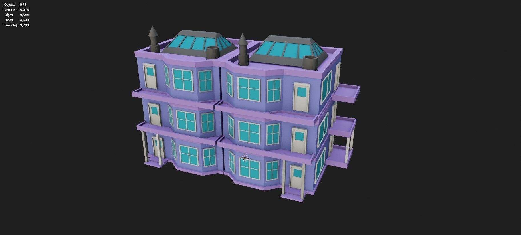 Low Poly Stylized Building -5 - Mobile Game Ready Asset Low-poly 3D model_7