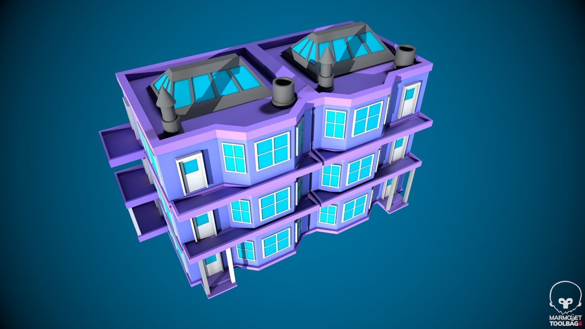 Low Poly Stylized Building -5 - Mobile Game Ready Asset Low-poly 3D model_1