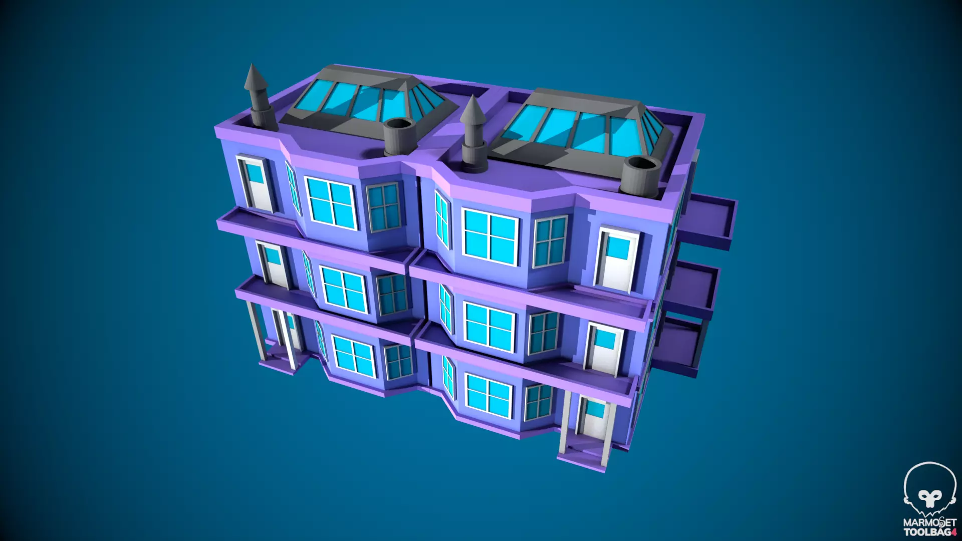 Low Poly Stylized Building -5 - Mobile Game Ready Asset Low-poly 3D model_0