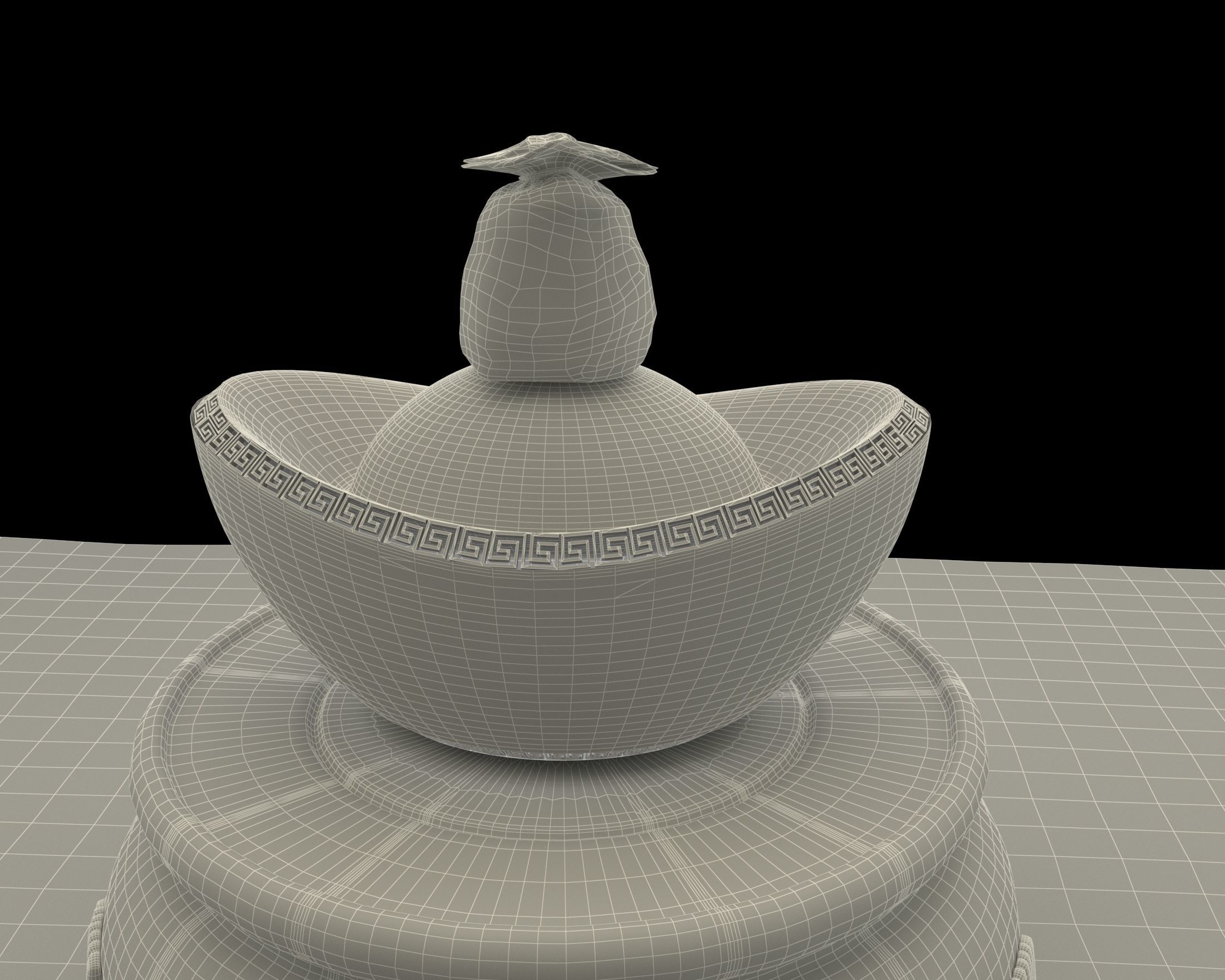 Chinese gold ingot piggy bank with money bag 3D model_6