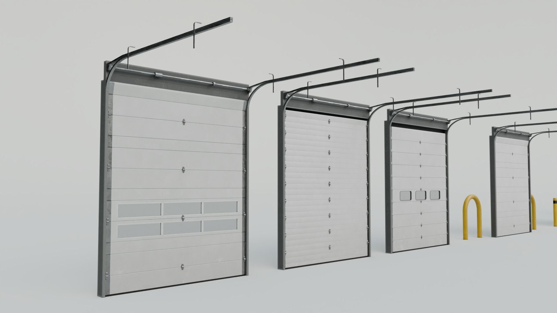 Industrial Garage Doors 4K and 2K Textures Low-poly 3D model_9