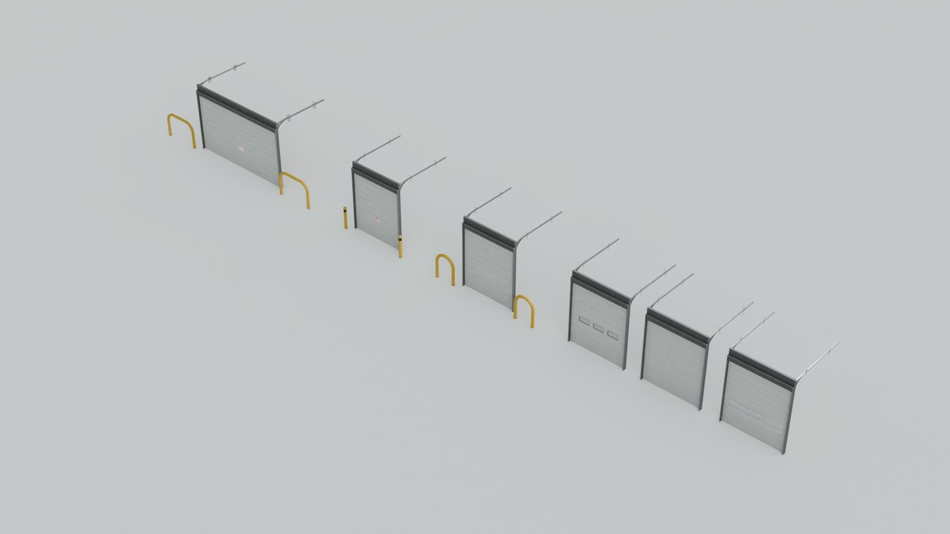 Industrial Garage Doors 4K and 2K Textures Low-poly 3D model_1