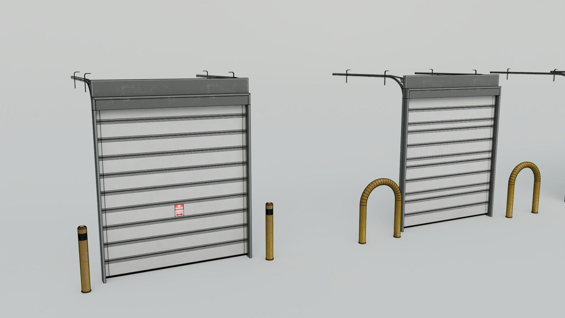 Industrial Garage Doors 4K and 2K Textures Low-poly 3D model_10