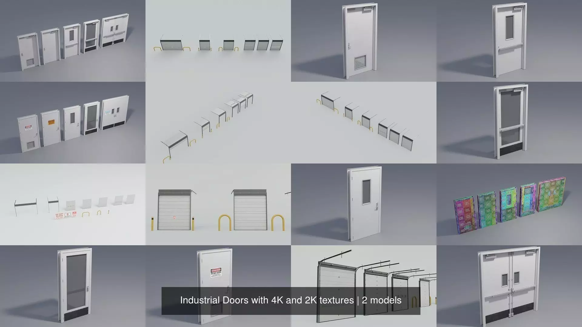 Industrial Doors with 4K and 2K textures 3D Model Collection_0