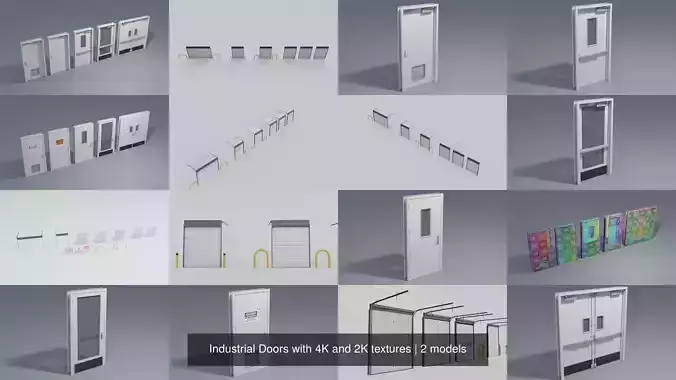 Industrial Doors with 4K and 2K textures 3D Model Collection