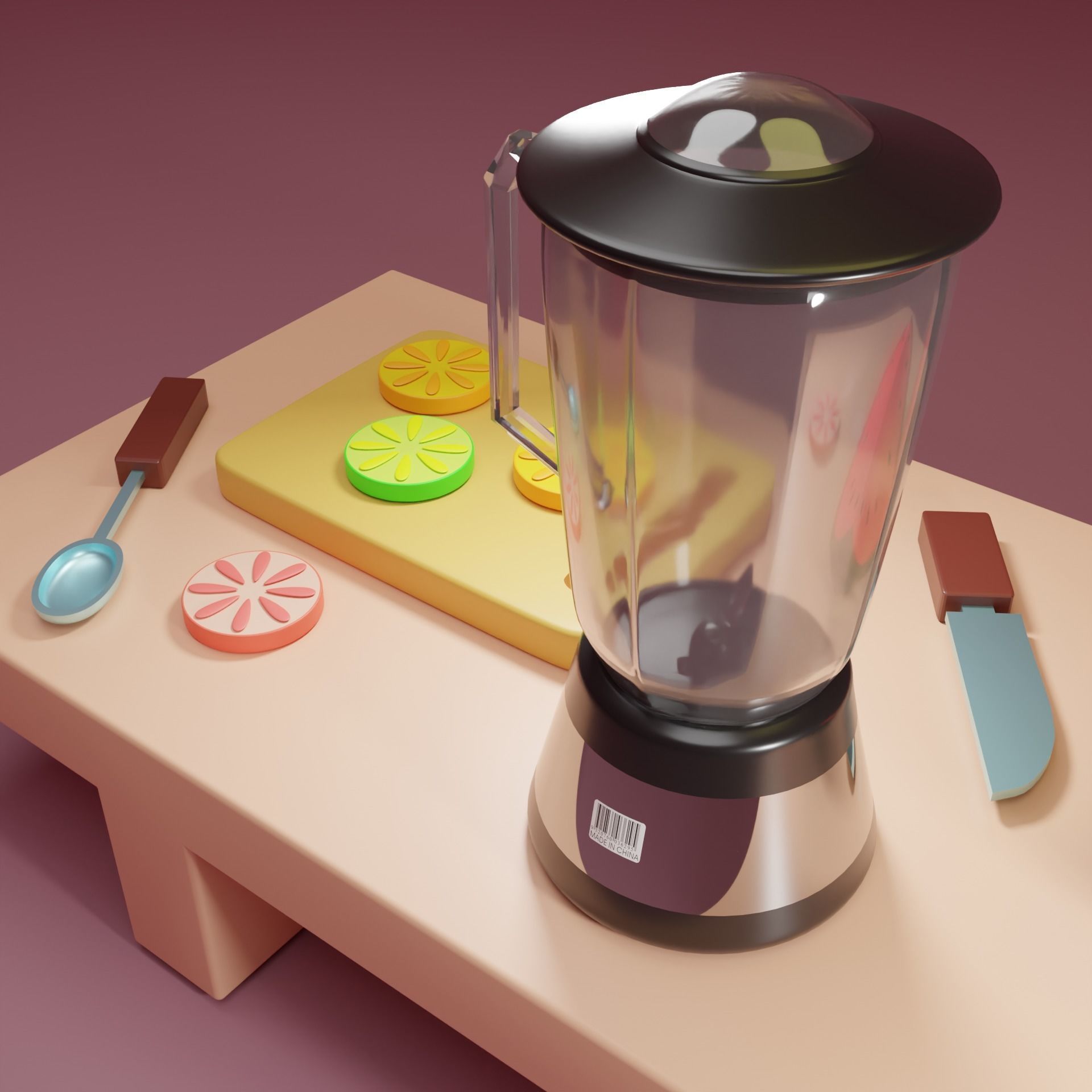 Toy kitchen set Fruit Table 3D model_5