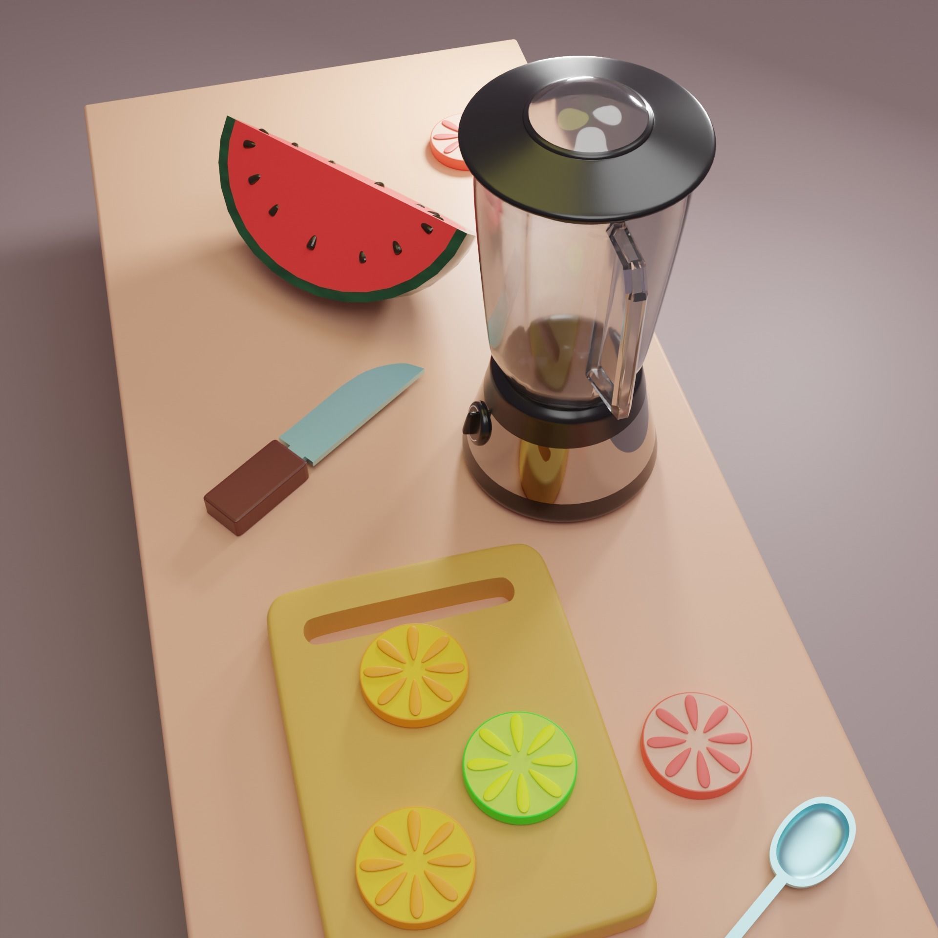 Toy kitchen set Fruit Table 3D model_8