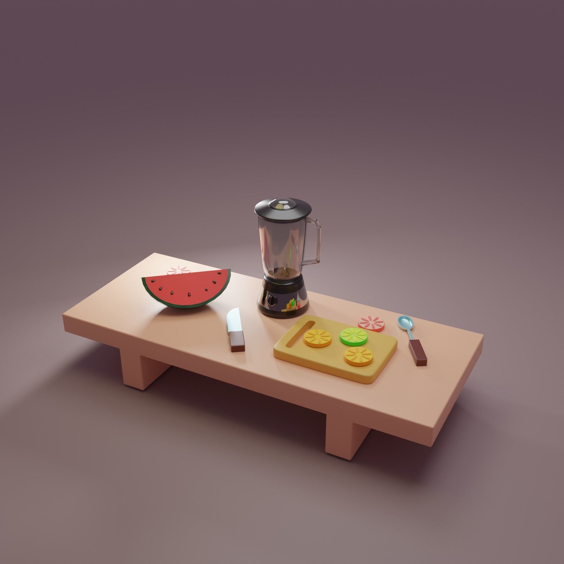 Toy kitchen set Fruit Table 3D model_4