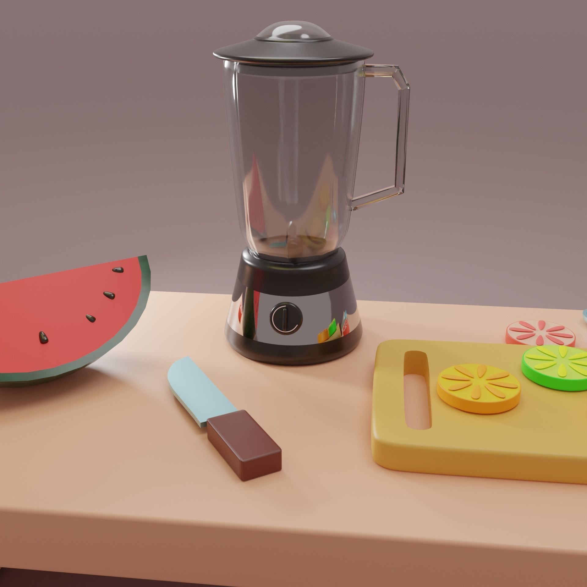 Toy kitchen set Fruit Table 3D model_10
