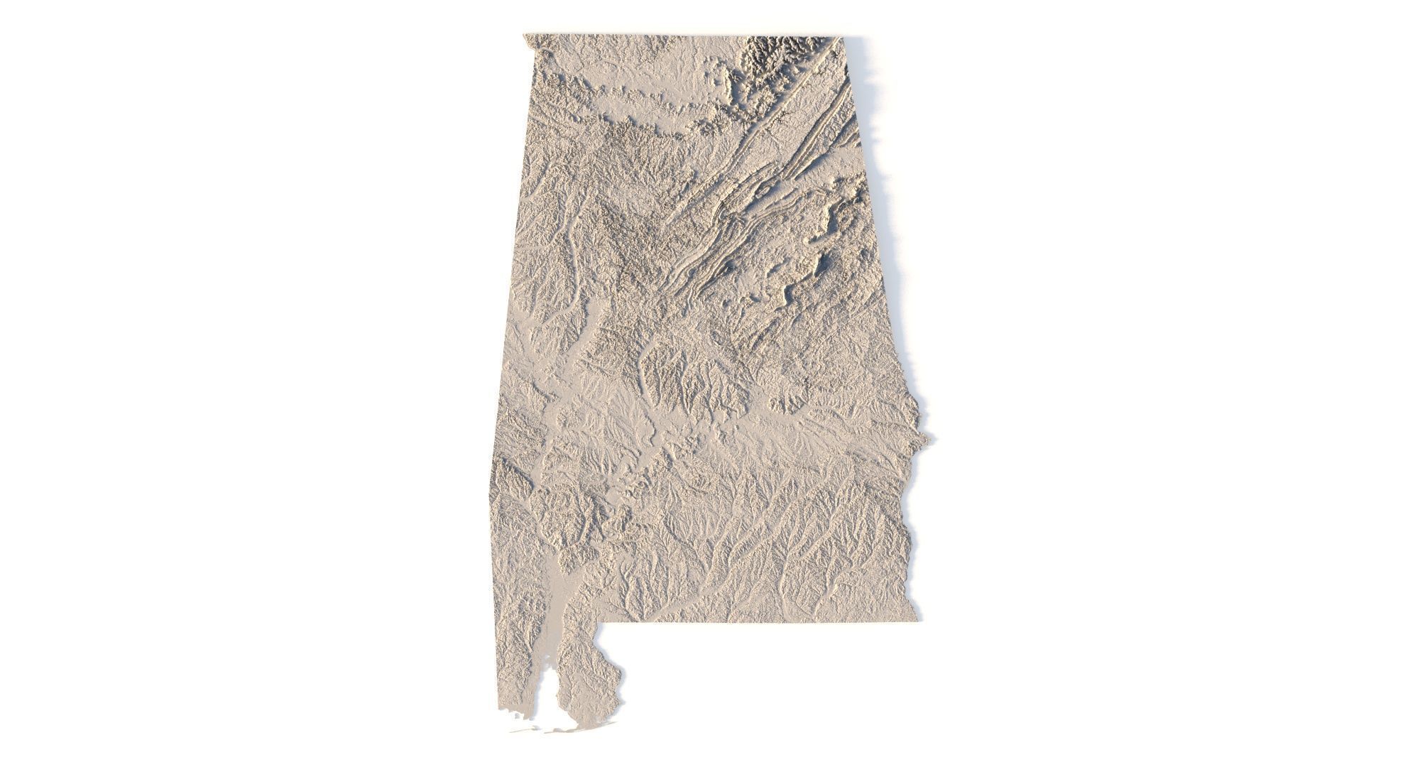 Alabama Topographic Map STL Model 3D print model_2