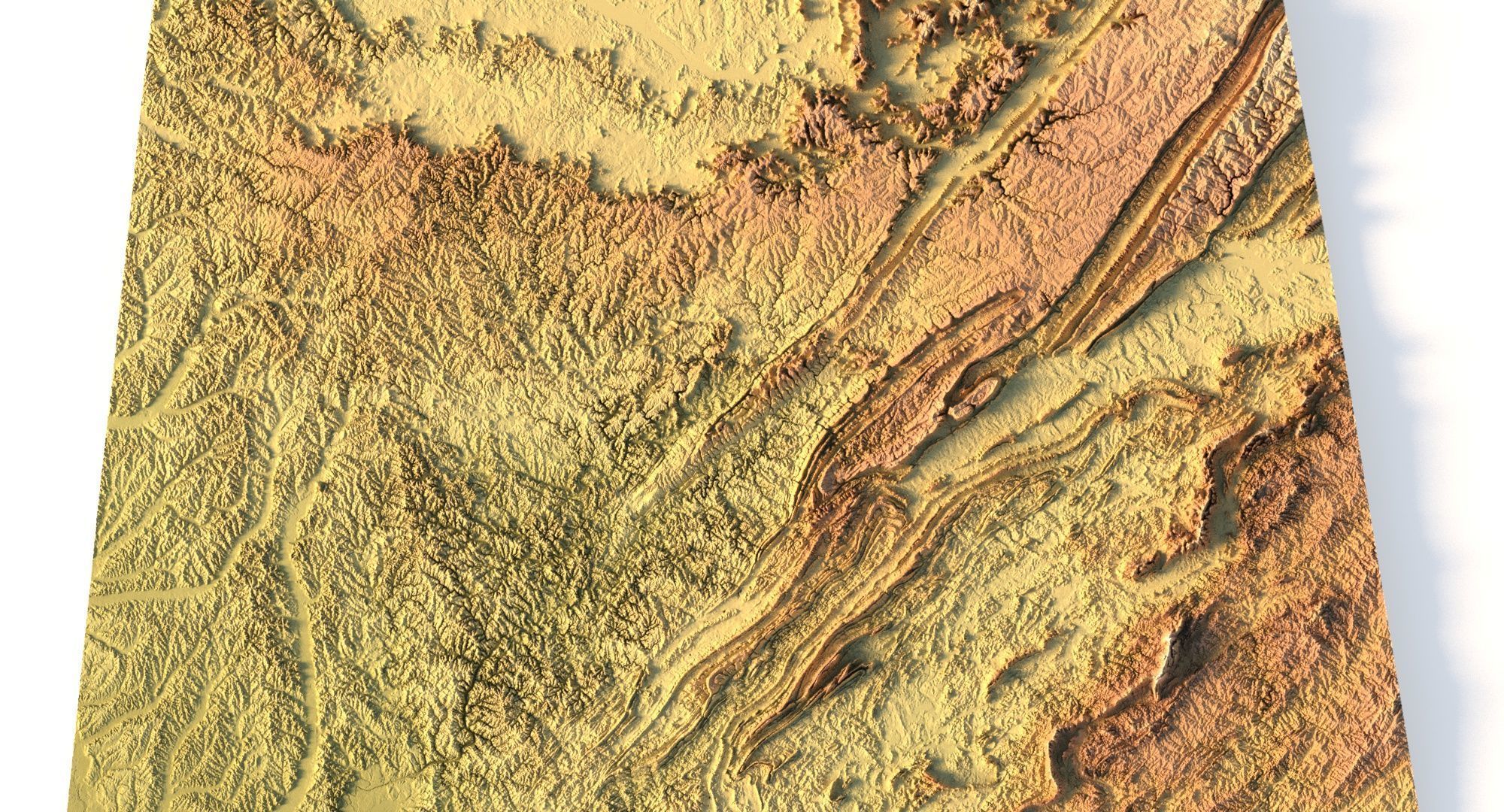 Alabama Topographic Map STL Model 3D print model_3