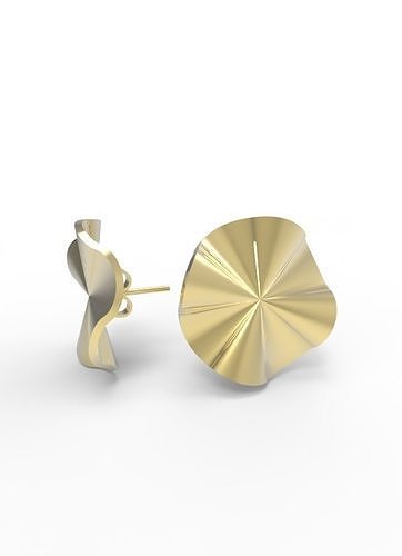 Rounded Wave Gold Earring Jewelry 3D print model