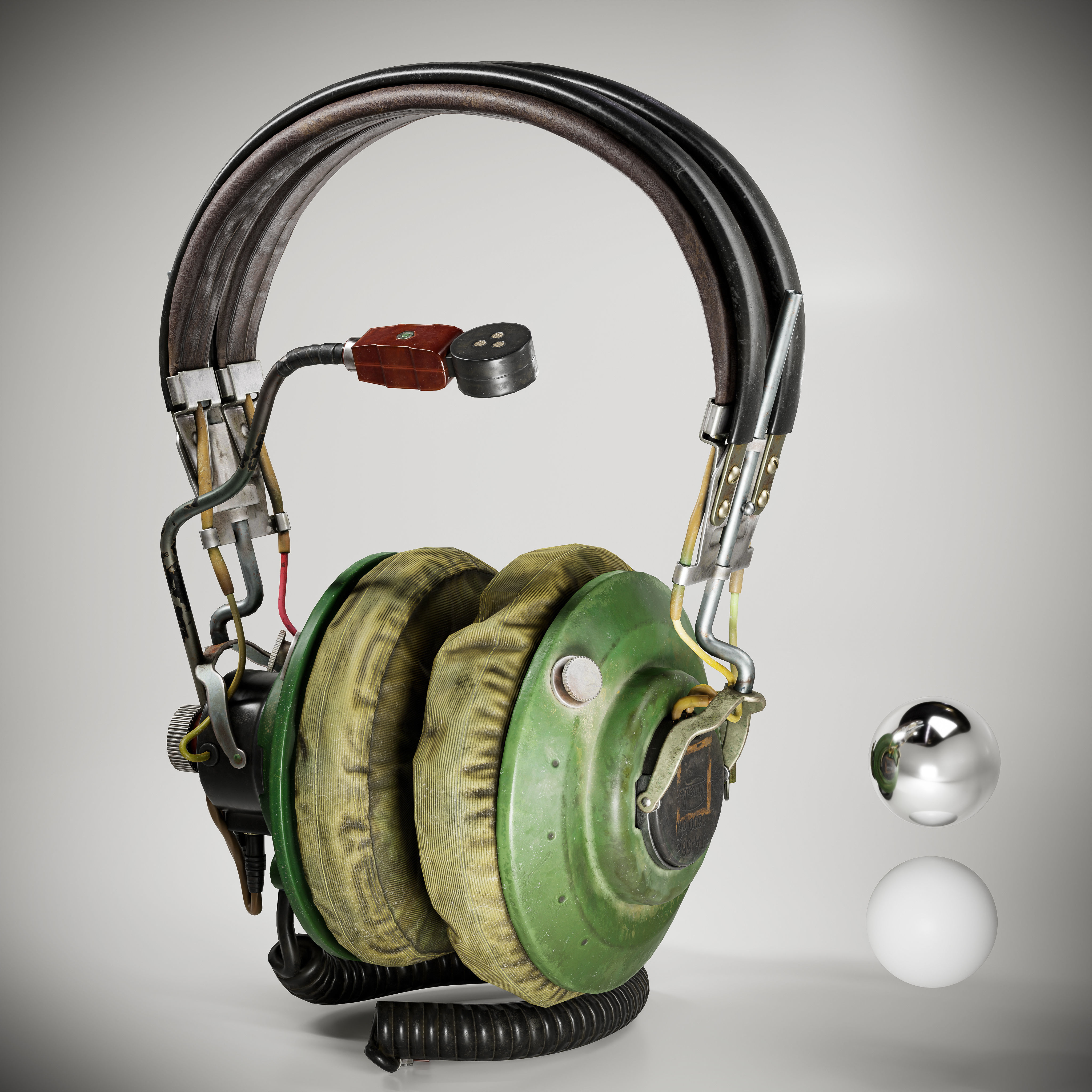 USSR headphones AG-2 Low-poly 3D model_3