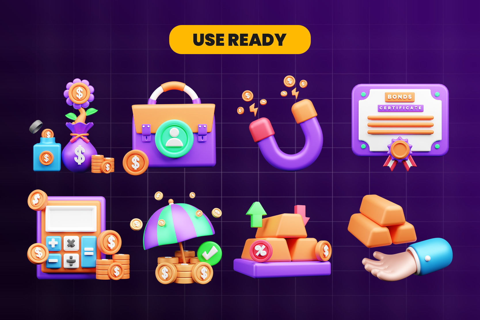 Investment 3d Illustration  Icon Pack 3D model_3