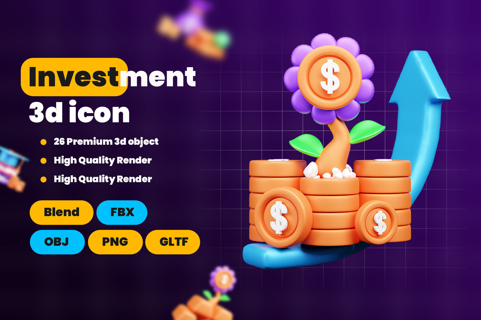 Investment 3d Illustration  Icon Pack 3D model_1