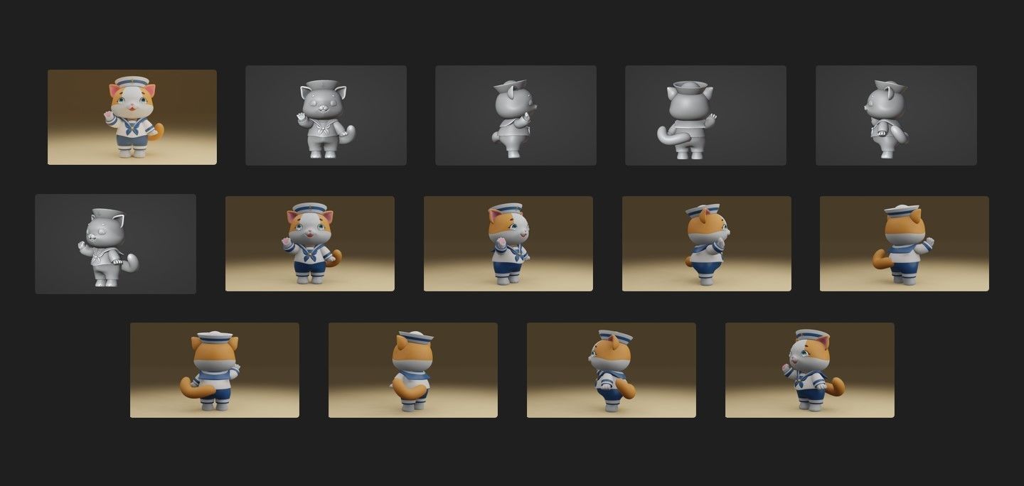cat sailor 3D print model_1