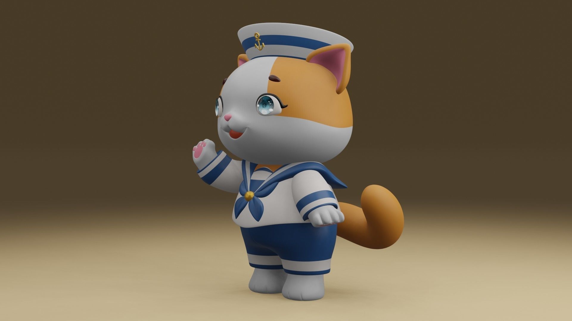 cat sailor 3D print model_14