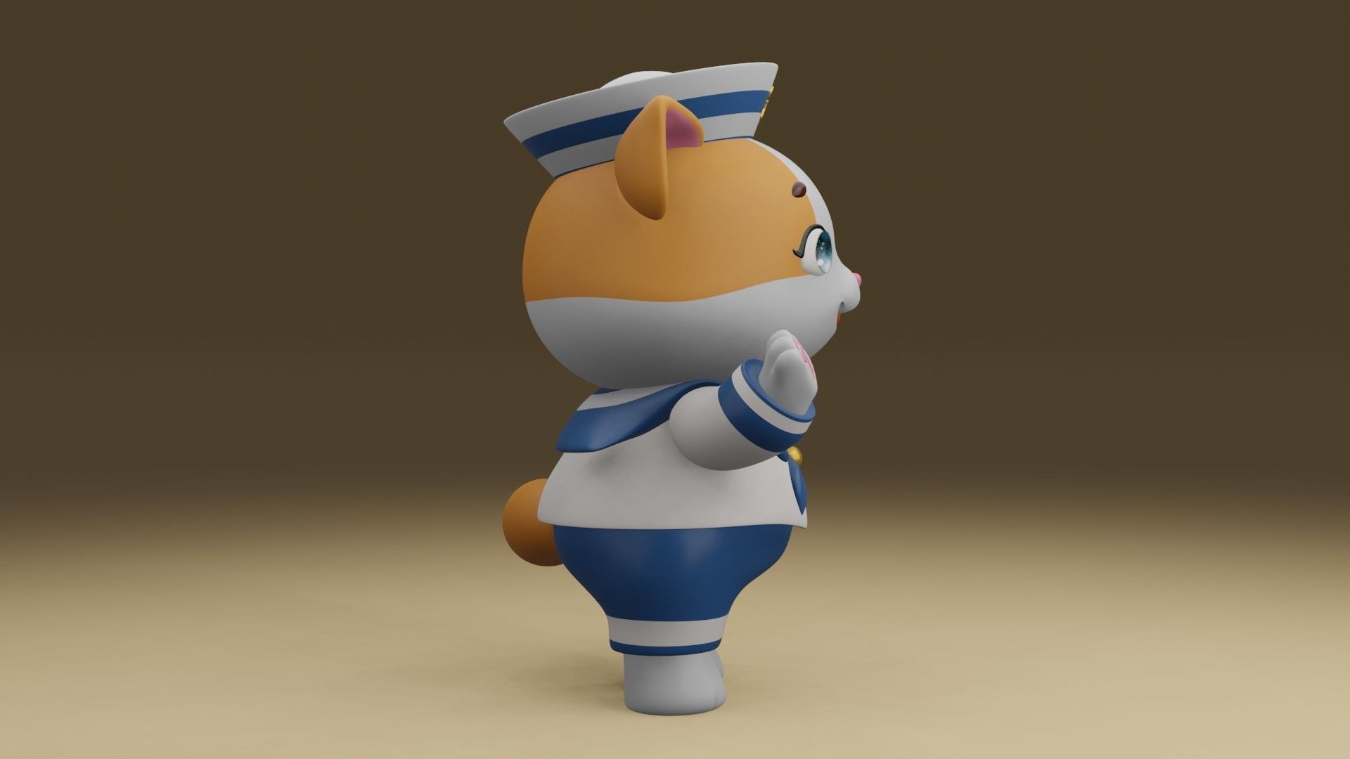 cat sailor 3D print model_9
