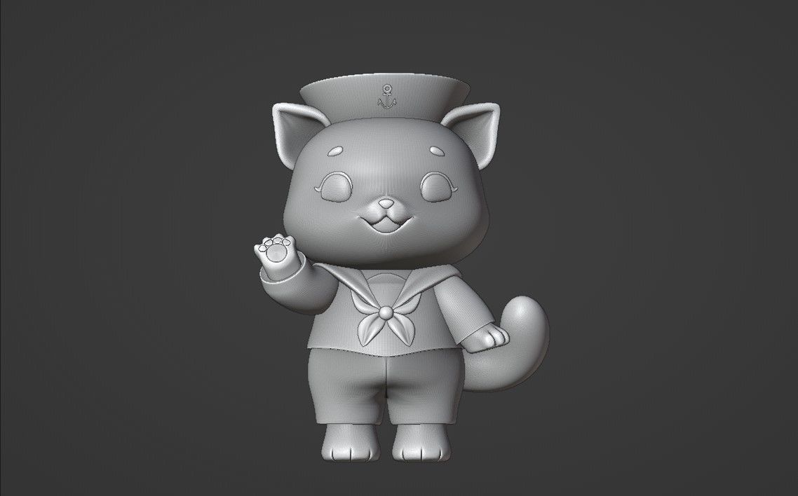 cat sailor 3D print model_2