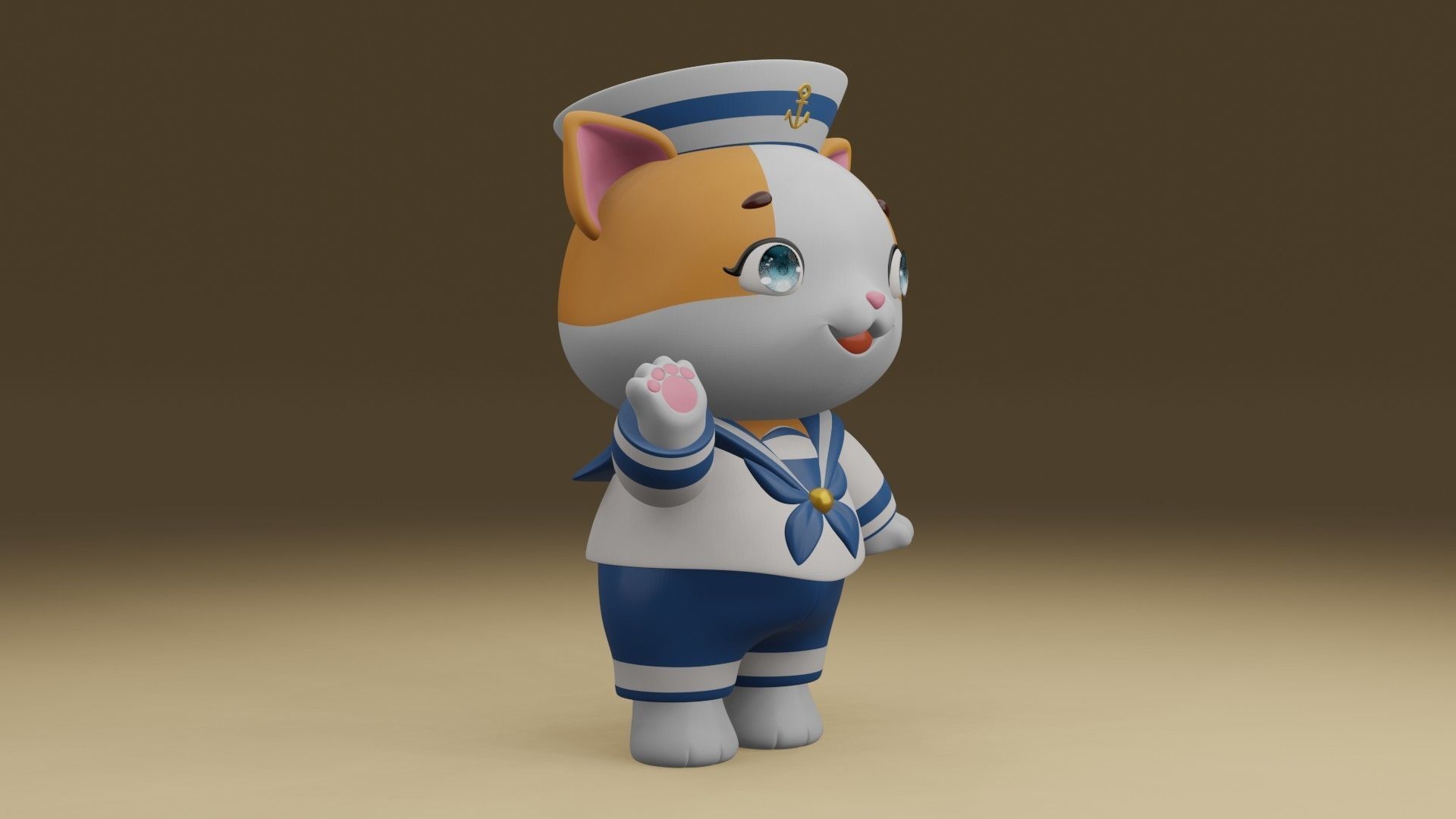 cat sailor 3D print model_8