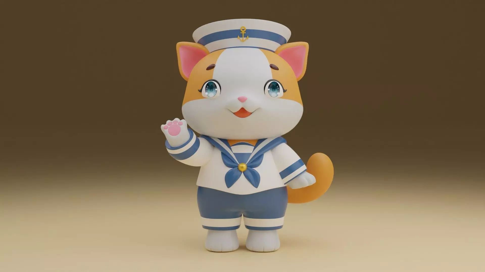 cat sailor 3D print model_0