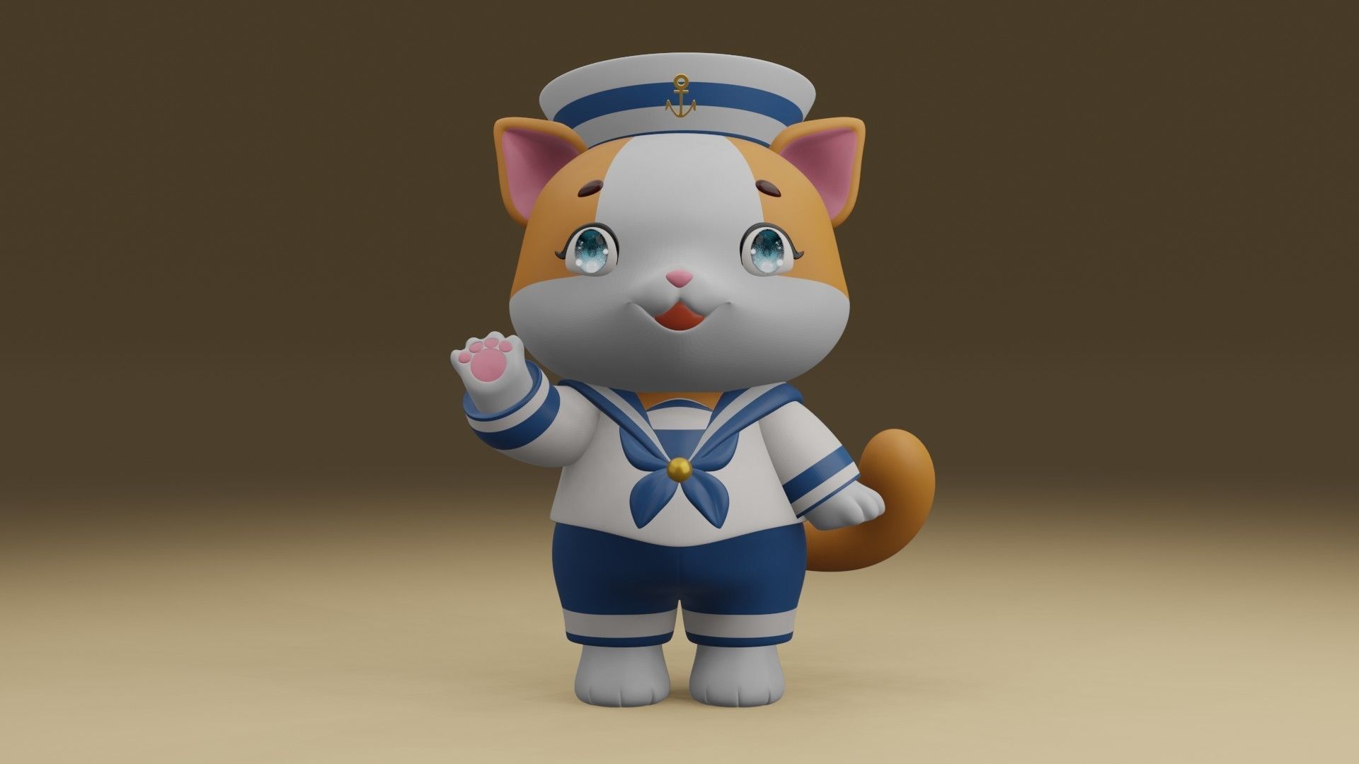 cat sailor 3D print model_7