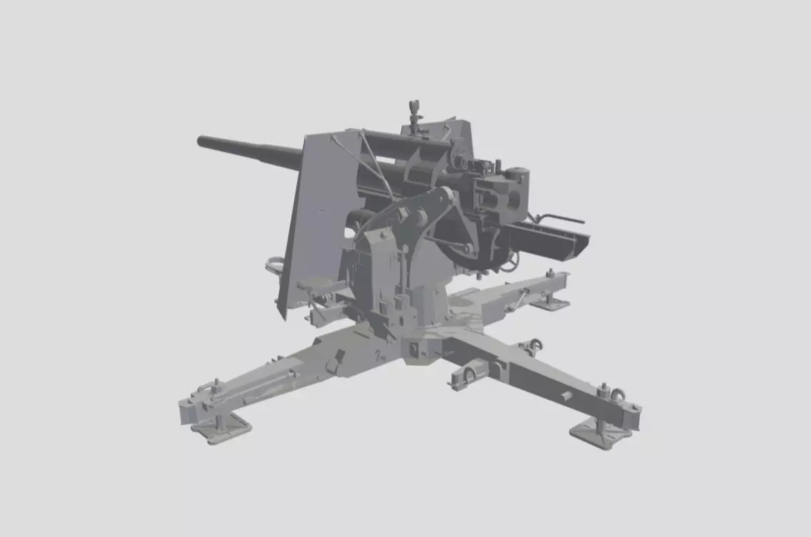 GERMAN 88 CM FLAK WITH SHIELD WW2 AA GUN 3D print model_15