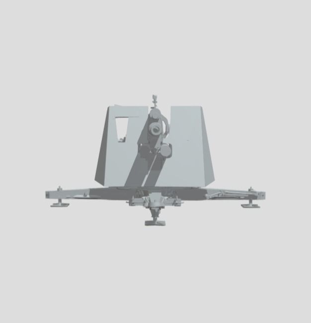 GERMAN 88 CM FLAK WITH SHIELD WW2 AA GUN 3D print model_11