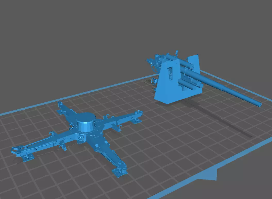 GERMAN 88 CM FLAK WITH SHIELD WW2 AA GUN 3D print model_1