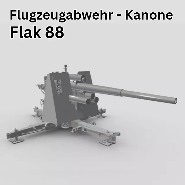 GERMAN 88 CM FLAK WITH SHIELD WW2 AA GUN 3D print model_0