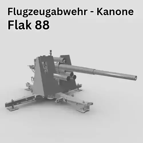 GERMAN 88 CM FLAK WITH SHIELD WW2 AA GUN 3D print model GERMAN 88 CM FLAK WITH SHIELD WW2 AA GUN 3D print model