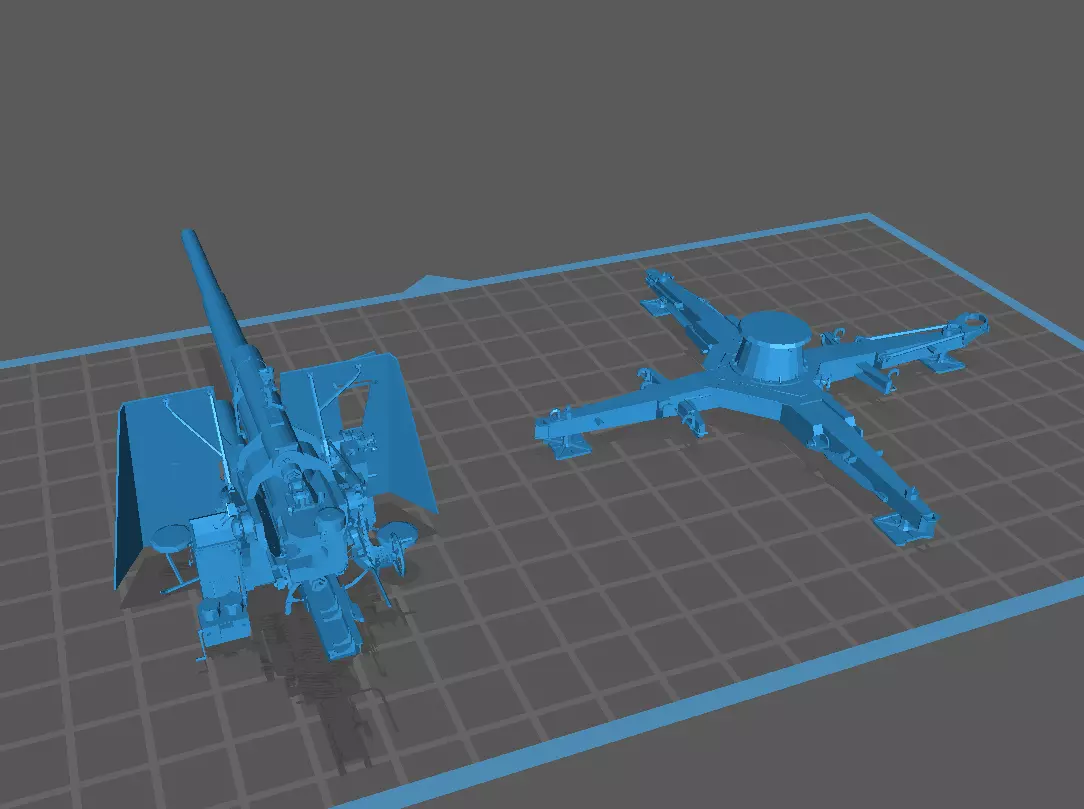 GERMAN 88 CM FLAK WITH SHIELD WW2 AA GUN 3D print model_2